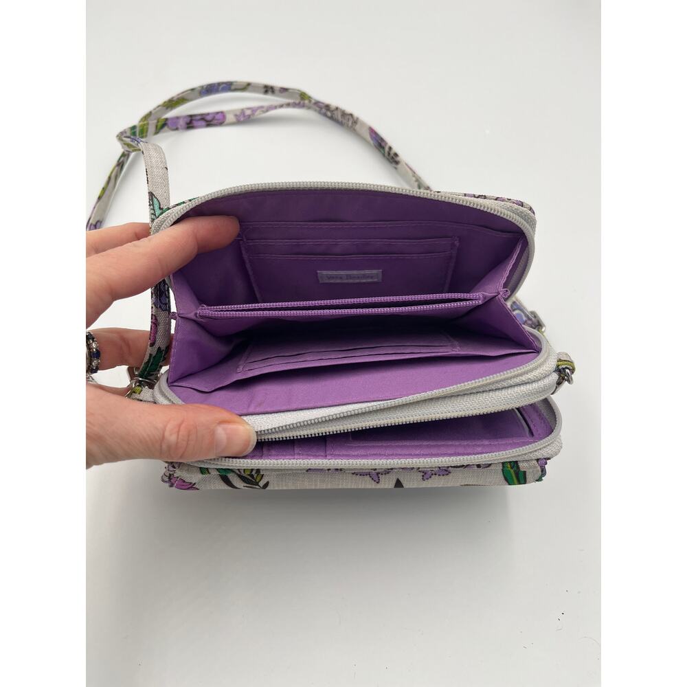 Vera Bradley Floral RFID All in One Crossbody Lavender Meadow Purple - Picture 8 of 9